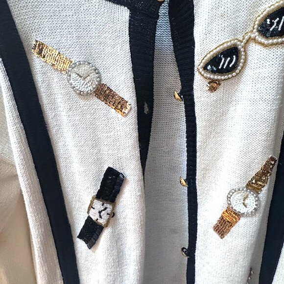 Vintage 1980's Sweater with sequined embellishments and shoulder pads. - Picture 4 of 5